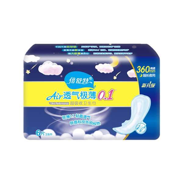 倍舒特透气超吸收棉柔超薄超长夜用5+1片 360mm*6p