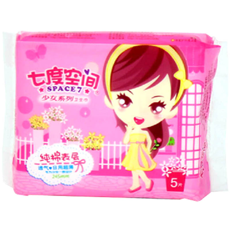 七度空间 超薄型纯棉日用卫生巾 245mm*5片/包