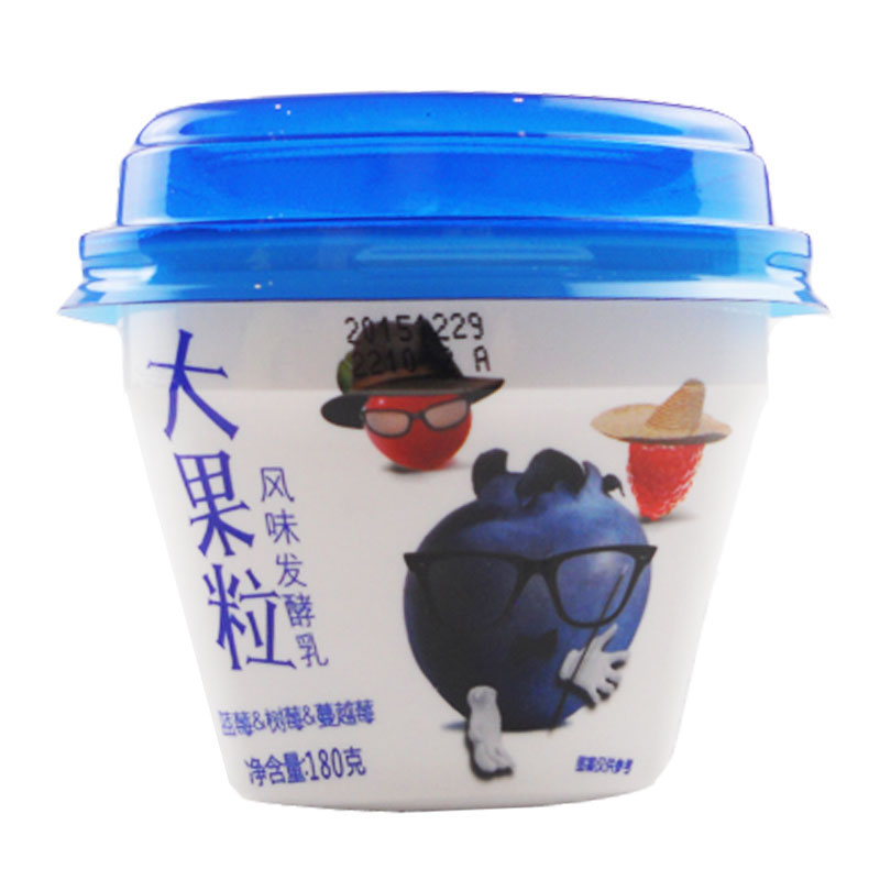 完达山大果粒风味发酵乳蓝莓+树莓+蔓越莓180g/杯