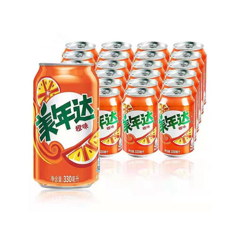 美年达橙老听碳酸饮料 330ml*24/箱