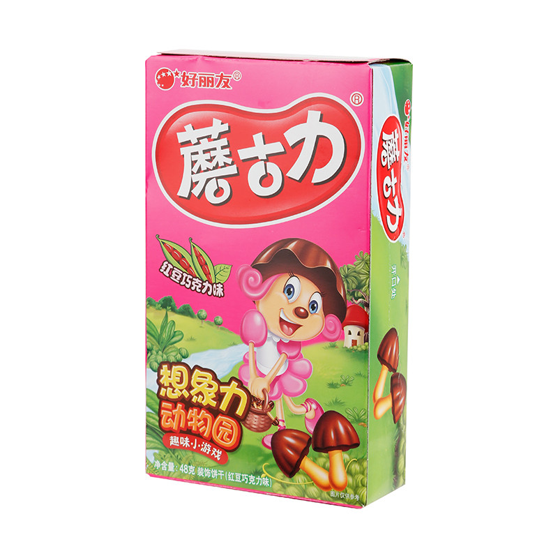好丽友蘑古力红豆巧克力味饼干48g/盒