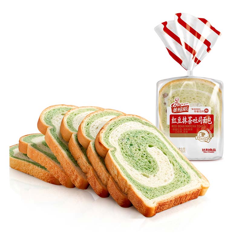 美焙辰 红豆抹茶吐司面包 300g/袋