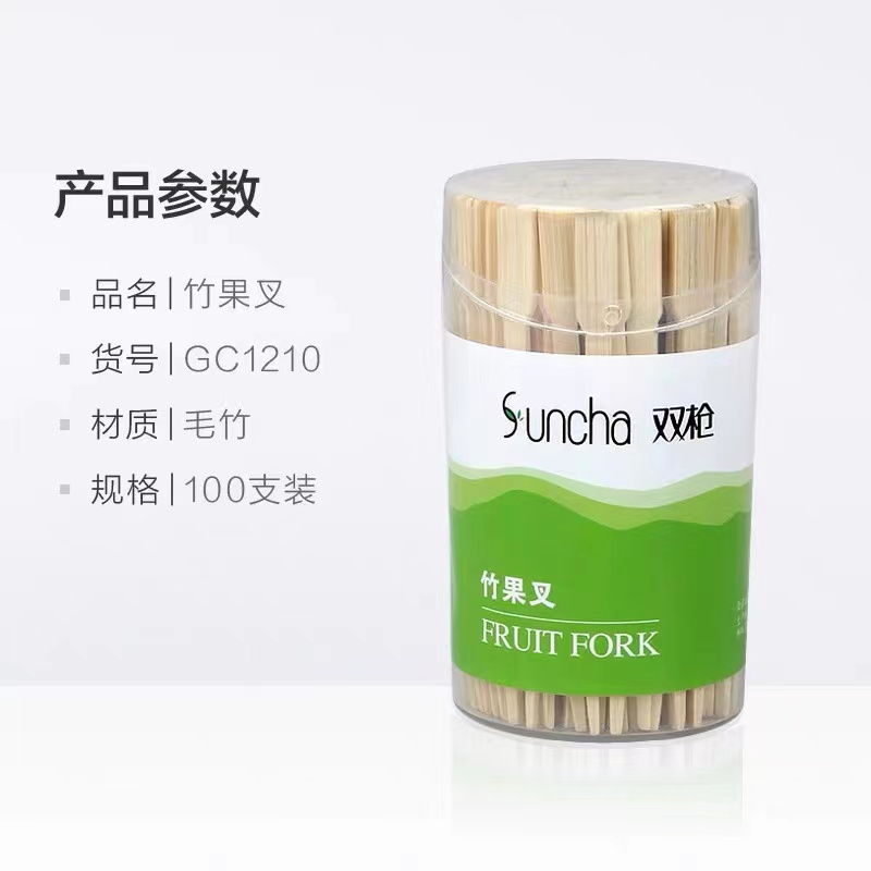 双枪水果叉罐装100支/罐