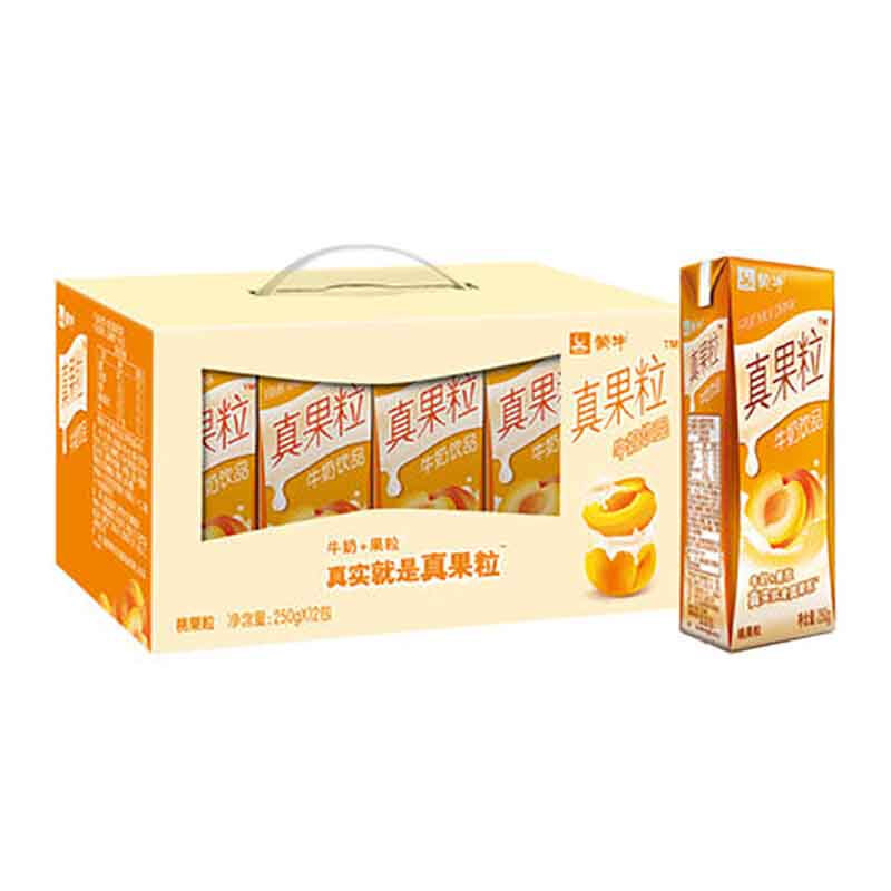 蒙牛真果粒黄桃果粒牛奶饮品250g*12盒/ 件