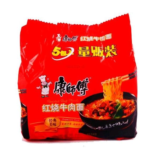 康师傅经典袋面五包入红烧牛肉面85g*5袋/包