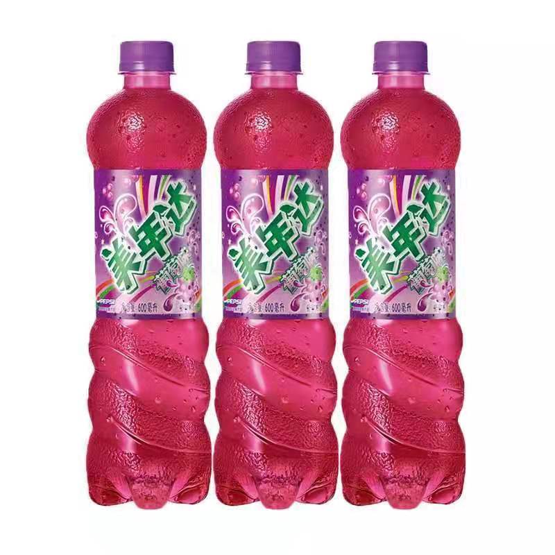 美年达葡萄味碳酸饮料约500ml/瓶