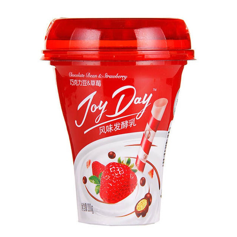 伊利芯趣多巧克力豆草莓味酸奶220g/杯