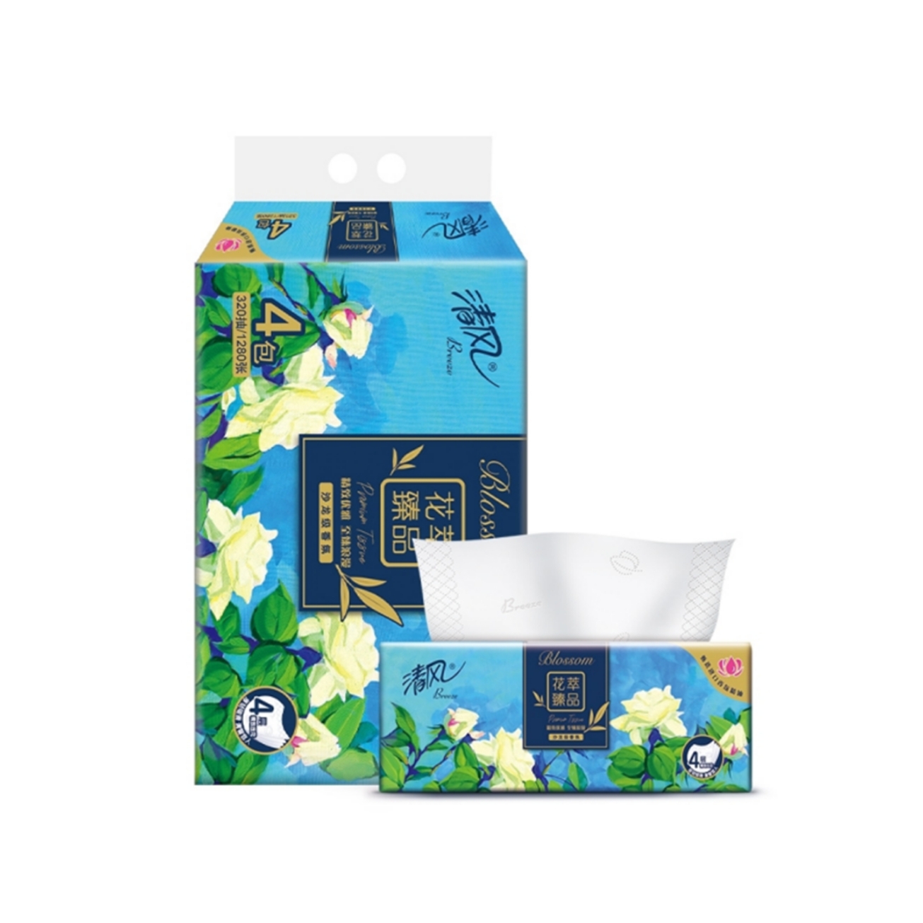 清风 花萃臻品抽取式面巾纸 约200g/包