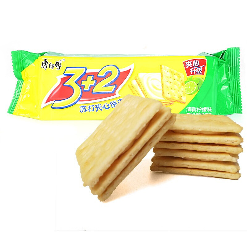 康师傅3+2苏打夹心饼干柠檬味 125g/袋