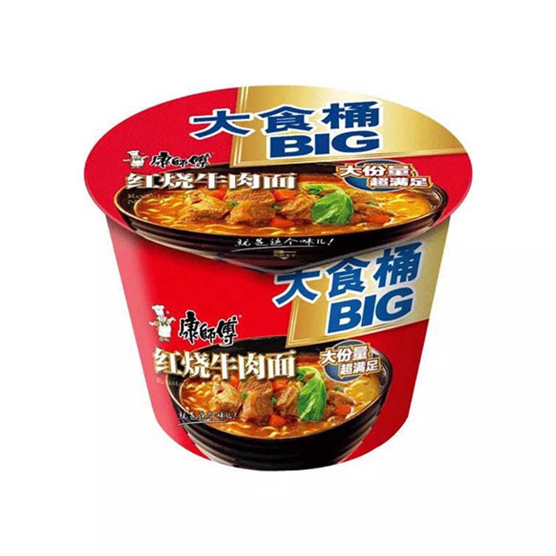 康师傅 大食桶红烧牛肉味方便面速食快餐 146g/桶