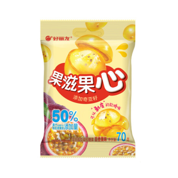 好丽友果滋果心百香果味 70克