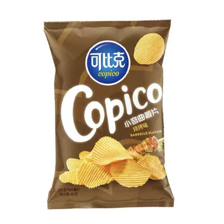 可比克小弯曲烧烤味纯切薯片 62克