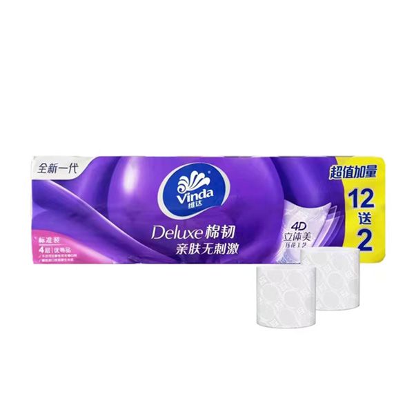 维达棉韧实芯卫卷纸4层12卷 1440克