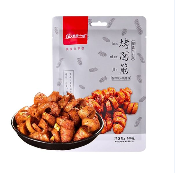 石磨小镇烤面筋香辣味+烧烤味 100克