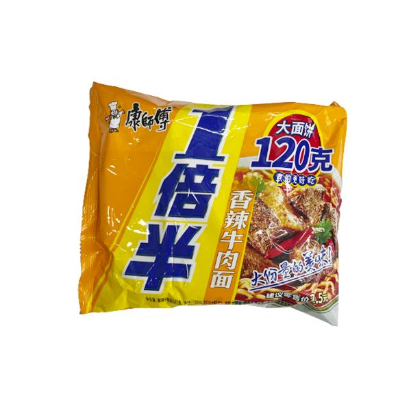 康师傅一倍半红香辣牛肉面 128克
