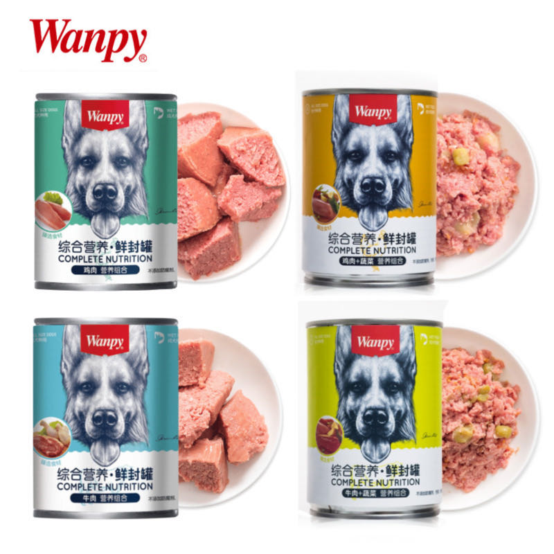 顽皮鲜封罐成犬幼犬牛肉鸡肉湿粮罐头375g/罐*6罐套组